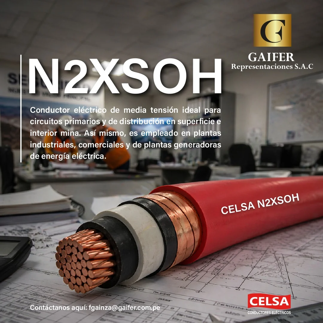 Cable CELSA N2XSOH de media tensión comercializado por GAIFER